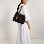 Bolsa Mini Heritage Couro Tressê | Preto, Caramelo