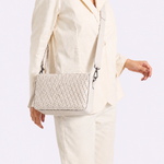Bolsa Maya Média Couro Tela Espiral | Off White
