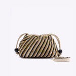 Bolsa Leni Bucket Couro Tressê | Off White, Preto, Amarelo