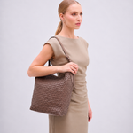 Bolsa Audrey Hobo Couro Trama Tear | Capuccino