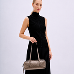 Bolsa Leonora Baguete Couro | Pewter