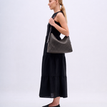 Bolsa Heloisa Couro Trama Aspen Brush Off | Chumbo