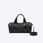 Bolsa Andy Cilindro Couro Tressê | Preto