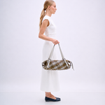 Bolsa Heide Couro Tressê Tela | Canela, Off White, Preto