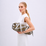 Bolsa Heide Couro Tressê Tela | Canela, Off White, Preto