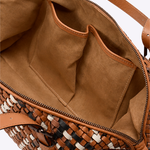 Bolsa Heide Couro Tressê Tela | Canela, Off White, Preto