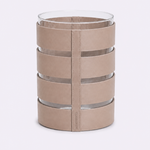 Vaso de Vidro Tiras em Ecocouro 20Dx30H | Taupe