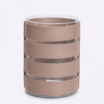 Vaso de Vidro Tiras em Ecocouro 20Dx30H | Taupe