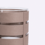 Vaso de Vidro Tiras em Ecocouro 20Dx30H | Taupe