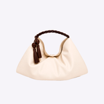 Bolsa Laila Couro Alça Tramada | Off White, Café