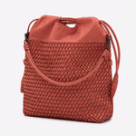 Bolsa Leni Couro Tressê Tela  | Coral
