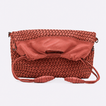Bolsa Leni Couro Tressê Tela  | Coral