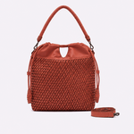 Bolsa Leni Couro Tressê Tela  | Coral