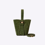 Bolsa Victoria Bucket Couro Camurça | Olive
