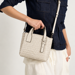 Bolsa Tote Audrey Mini Couro Tressê | Off White
