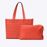 Bolsa Dominó Grande Couro Tressê | Coral