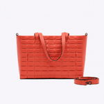 Bolsa Dominó Grande Couro Tressê | Coral