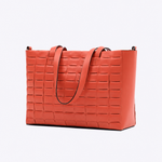 Bolsa Dominó Grande Couro Tressê | Coral