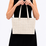 Bolsa Dominó Grande Couro Tressê | Off White