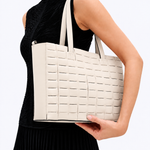 Bolsa Dominó Grande Couro Tressê | Off White