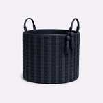 Cesto Paraty Couro Tressê Camboja 45x35h | Navy