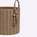 Cesto Paraty Couro Tressê Camboja 45x24h | Taupe
