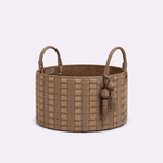 Cesto Paraty Couro Tressê Camboja 45x24h | Taupe