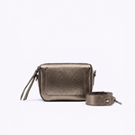 Bolsa Maya Pequena Couro | Pewter, Preto