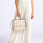 Bolsa Elisa Média Couro Tressê | Off White