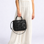 Bolsa Elisa Média Couro Tressê | Preto