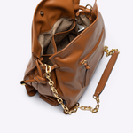 Bolsa Marcela Bucket Couro | Caramelo, Ouro