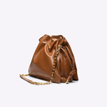 Bolsa Marcela Bucket Couro | Caramelo, Ouro