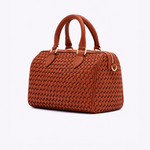 Bolsa Hilda Couro Tressê Tela | Coral