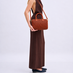 Bolsa Hilda Couro Tressê Tela | Coral