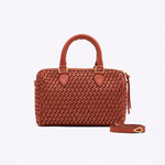 Bolsa Hilda Couro Tressê Tela | Coral