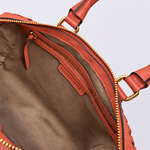 Bolsa Hilda Couro Tressê Tela | Coral