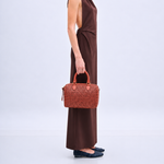 Bolsa Hilda Couro Tressê Tela | Coral