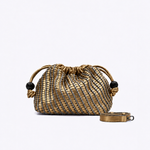 Bolsa Leni Bucket Couro Tressê | Bronze, Prata Velho