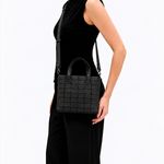 Bolsa Dominó Média Couro Tressê | Preto