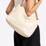 Bolsa Genevive Couro | Off White, Dourado