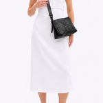 Bolsa Eveline Couro Trama Tear | Preto