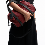 Bolsa Lívia Couro | Bordô, Preto