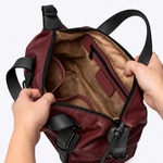 Bolsa Lívia Couro | Bordô, Preto