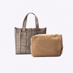 Bolsa Dominó Média Couro Tressê | Pewter