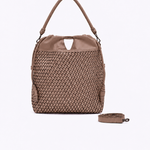 Bolsa Leni Couro Tressê Tela  | Capuccino