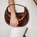Bolsa Giovana Couro Tressê Verniz | Café