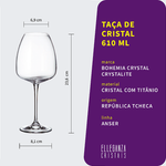 Taça de Cristal Para Vinho Tinto 610 ml Anser Bohemia