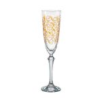 Taça de Cristal Para Champagne 200 ml Linha Elisabeth Decorada em Dourado Bohemia