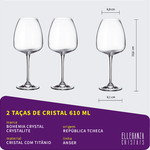 Jogo 2 Taças De Cristal Para Vinho Tinto 610 ml Anser Bohemia