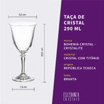 Jogo com 2 Taças De Cristal Vinho Tinto 290 ml Branta Bohemia